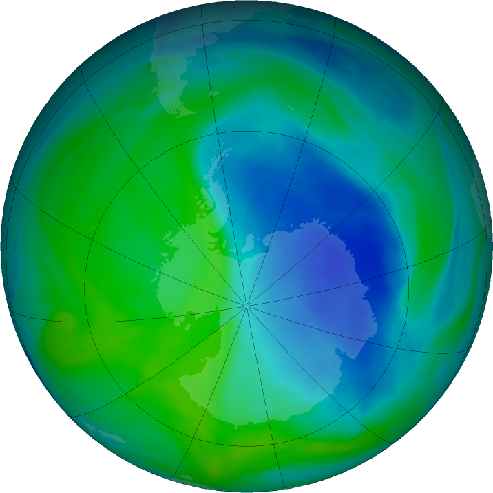Antarctic ozone map for 07 December 2022